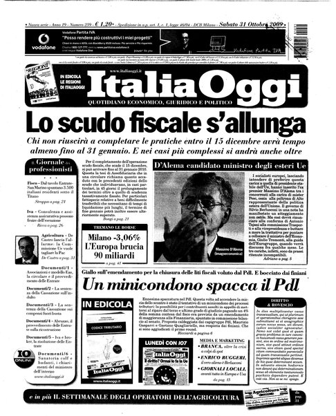 Italia oggi : quotidiano di economia finanza e politica